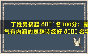 丁姓男孩起 🌴 名100分：霸气有内涵的楚辞诗经好 🐝 名字，你选对了吗